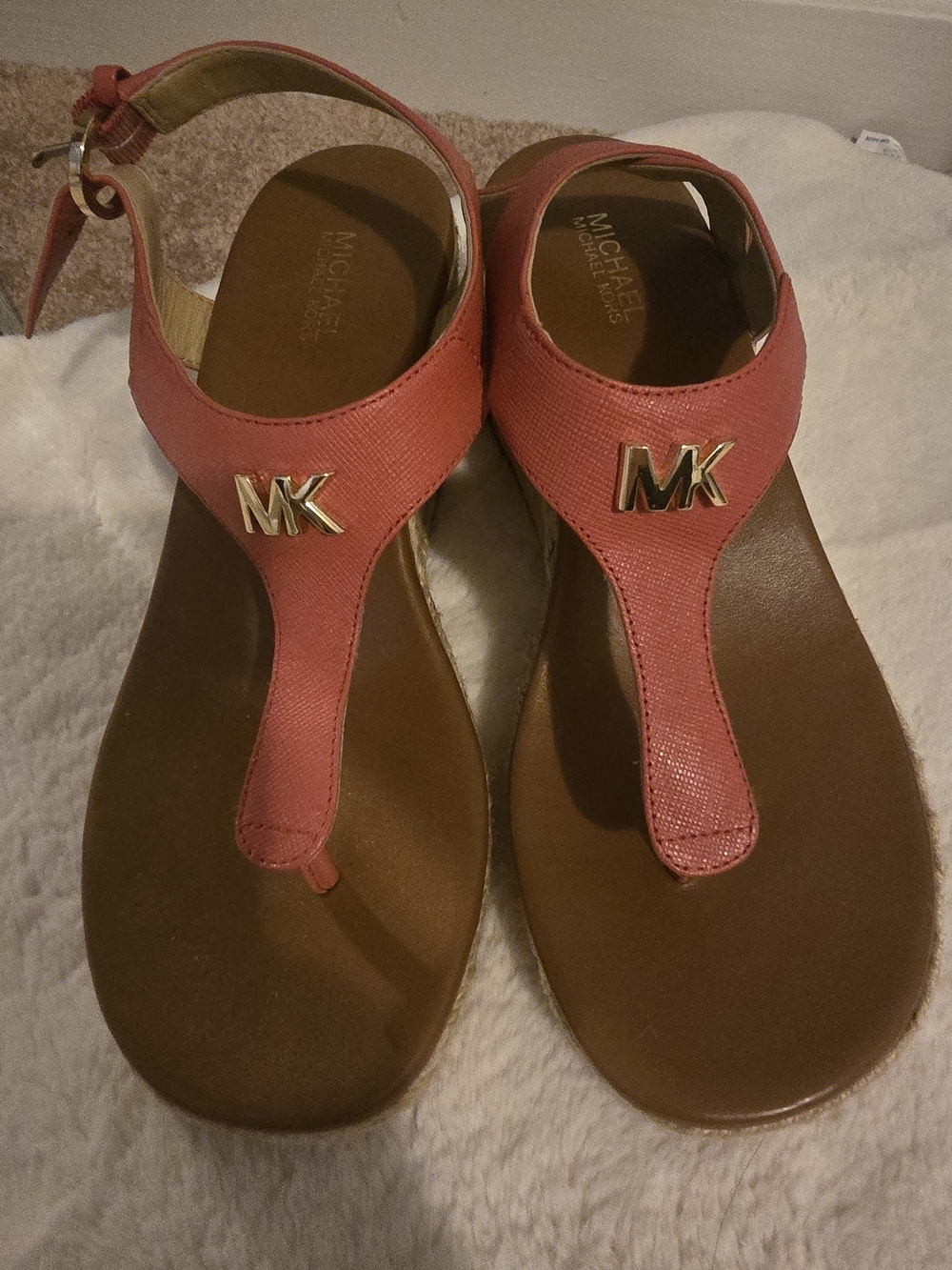NEW Michael Kors Laney Coral Thong Espadrille Wedge Sandals - NWOB - Picture 4 of 4